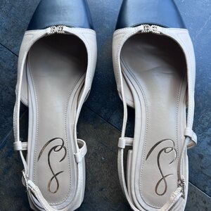 Elegant Beige & Black Women's Slingback Flats (Sam Edelman Kara 2)